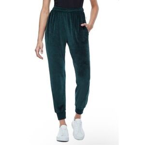 Good American Green Velour Twisted Seam High Rise Jogger Pants Pull On Velvet 2